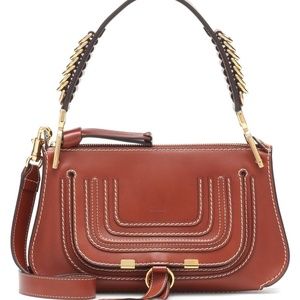 Chloe Marcie Baguette Bag Leather Sepia Brown